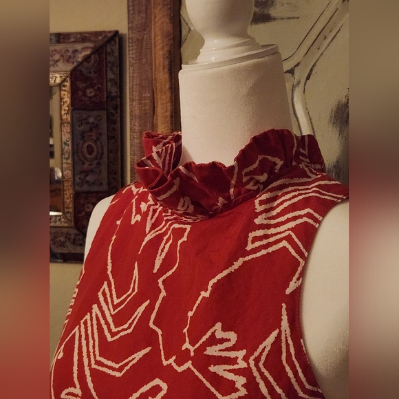 Tyler Boe Lobster Print Halter Linen Blend Top, Ruffle And Tie Detail - Picture 2 of 9